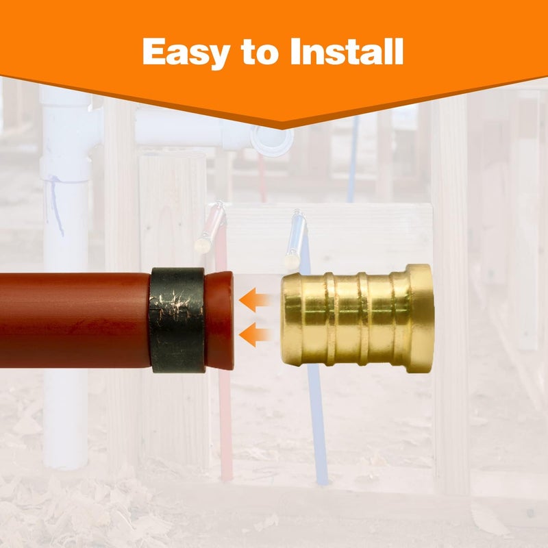 Ruby Q 10pcs 1/2" PEX Barb Plug End Cap, Brass PEX Barb Plug End Cap Pipe Fitting - Image 4